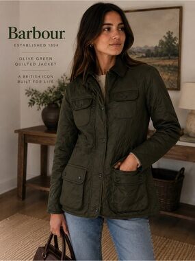 🇬🇧Barbour Women’s Olive Green Quilted Jacket |UK 8 / US4-Kate Middleton Favorite
